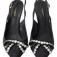 Dolce & Gabbana Black Crystal Embellished Slingback Heel Shoes