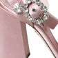 Dolce & Gabbana Pink Turkey Feather Crystal Sandals Shoes