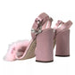 Dolce & Gabbana Pink Turkey Feather Crystal Sandals Shoes