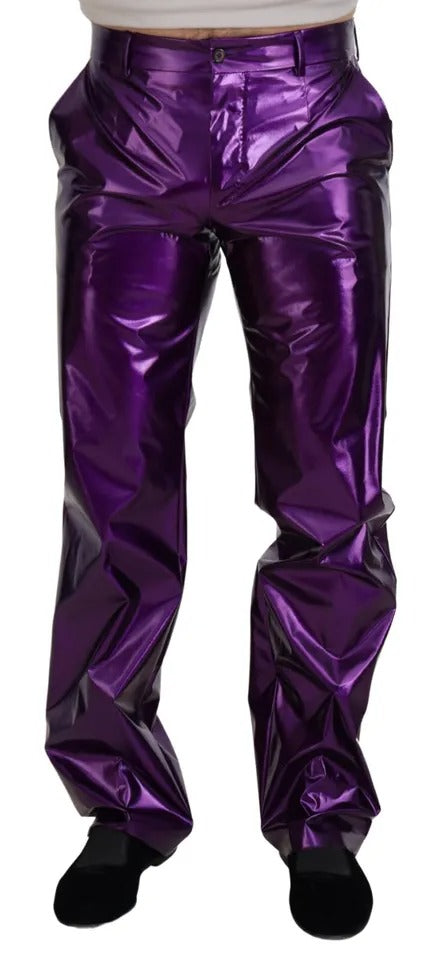 Dolce & Gabbana Purple Shining Men Casual Pants