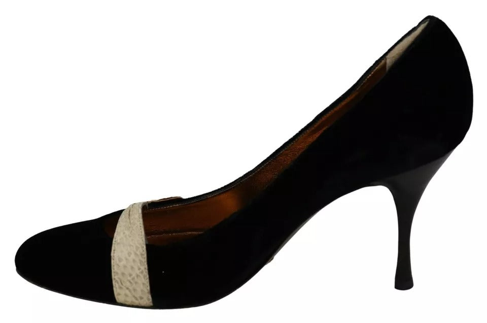 Dolce & Gabbana Black Velvet Ayers High Heels Pumps Shoes