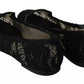 Dolce & Gabbana Black Floral Lace Loafers Flats Shoes