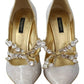 Dolce & Gabbana White Crystal Bow Pearl Mary Jane Pumps Shoes