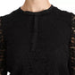 Dolce & Gabbana Black Lace Long Sleeve Blouse Nylon Top