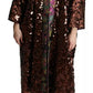 Dolce & Gabbana Multicolor Sequined Long Coat Jaquard Jacket