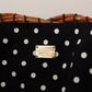 Dolce & Gabbana Black Beige Straw Basket Tote Pom Pom Crystals Bag