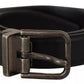 Dolce & Gabbana Black Calf Leather Vintage Logo Metal Buckle Belt