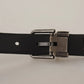 Dolce & Gabbana Black Calf Leather Vintage Logo Metal Buckle Belt