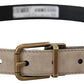 Dolce & Gabbana Beige Velvet Leather Gold Tone Metal Buckle Belt