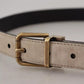 Dolce & Gabbana Beige Velvet Leather Gold Tone Metal Buckle Belt