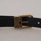 Dolce & Gabbana Beige Velvet Leather Gold Tone Metal Buckle Belt