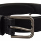 Dolce & Gabbana Black Calf Leather Classic Metal Logo Buckle Belt