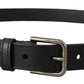 Dolce & Gabbana Black Calf Leather Classic Metal Logo Buckle Belt