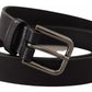 Dolce & Gabbana Black Calf Leather Classic Metal Logo Buckle Belt