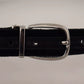 Dolce & Gabbana Black Velvet Silver Tone Metal Logo Buckle Belt