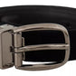 Dolce & Gabbana Black Velvet Silver Tone Metal Logo Buckle Belt