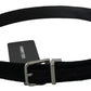 Dolce & Gabbana Black Velvet Leather Silver Buckle Belt