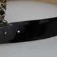 Dolce & Gabbana Black Shiny Leather Crystal Logo Buckle Belt