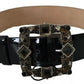 Dolce & Gabbana Black Shiny Leather Crystal Logo Buckle Belt