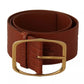 Dolce & Gabbana Brown Wide Waist Design Leather Gold Metal Buckle Belt