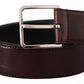 Dolce & Gabbana Dark Brown Leather Logo Engraved Metal Buckle Belt