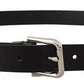 Dolce & Gabbana Black Leather Silver Tone Metal Buckle Classic Belt