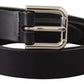 Dolce & Gabbana Black Leather Silver Tone Metal Buckle Classic Belt