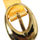 Dolce & Gabbana Gold Satin Leather Oval Metal Buckle Belt