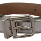 Dolce & Gabbana Silver Leather Metal Buckle Belt