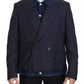 Dolce & Gabbana Blue Striped Double Breasted Denim Blazer