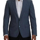 Dolce & Gabbana Blue Wool Stretch Slim Fit Jacket Blazer