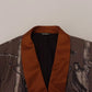 Dolce & Gabbana Bronze Monkey Print Silk Slim Jacket Blazer