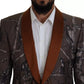 Dolce & Gabbana Bronze Monkey Print Silk Slim Jacket Blazer