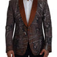 Dolce & Gabbana Bronze Monkey Print Silk Slim Jacket Blazer