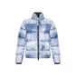 Love Moschino Chic Light Blue Down Jacket with Logo Patch