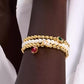 Gold-Tone Pop of Joy Green Stone Stretch Bracelet