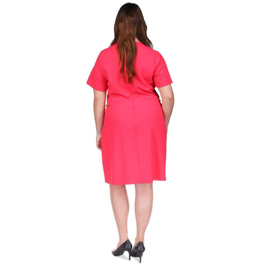 Plus Size Chain-Trim Short-Sleeve Dress