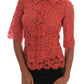 Dolce & Gabbana Elegant Orange Floral Lace Crystal Cardigan Blouse