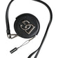 Dolce & Gabbana Black Round Leather DG Logo Coin Purse Lanyard Wallet