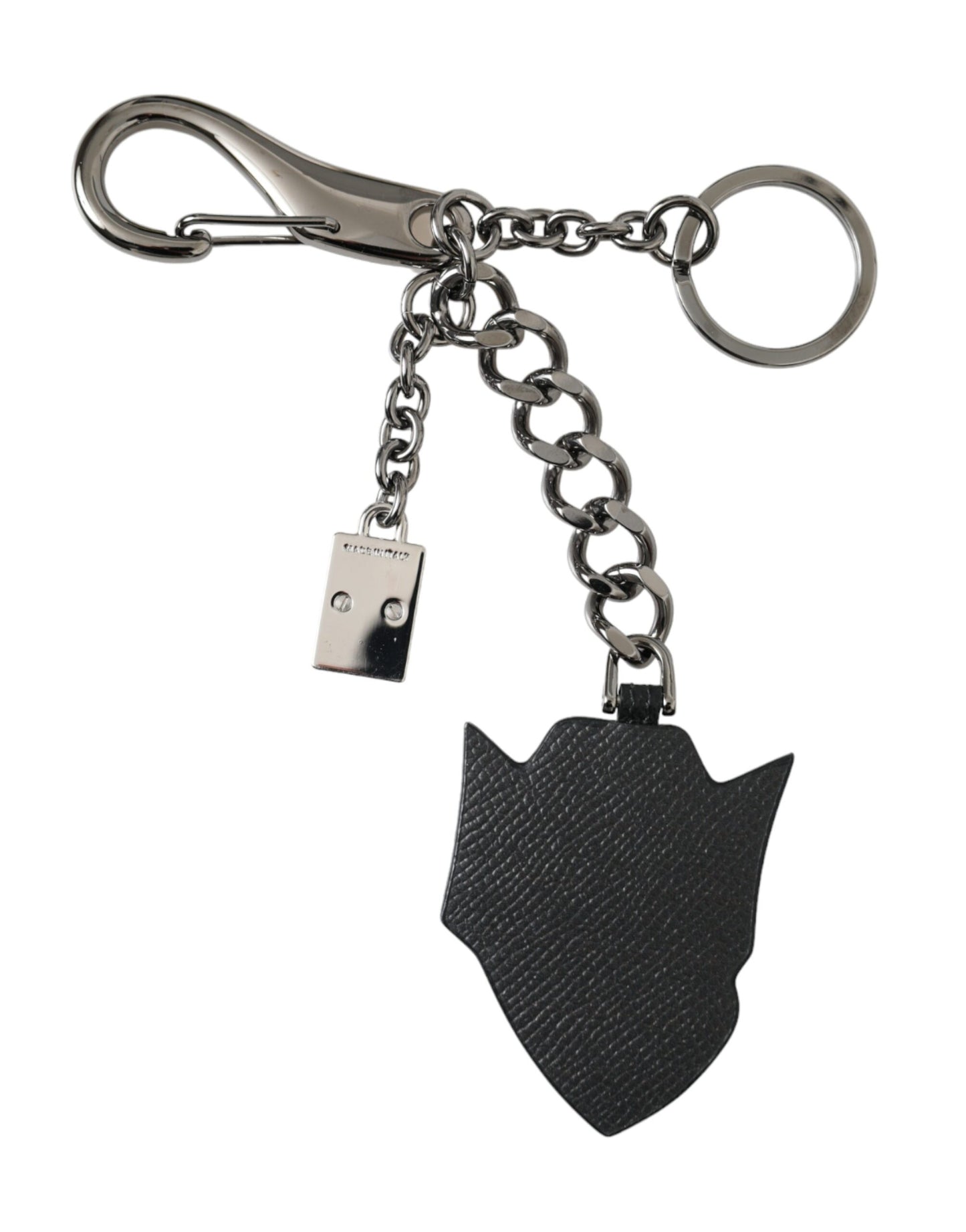 Dolce & Gabbana Black Prince Studs Logo Silver Brass Keychain Keyring