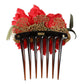 Dolce & Gabbana Red Silk Floral Gold Brass Women Hair Comb