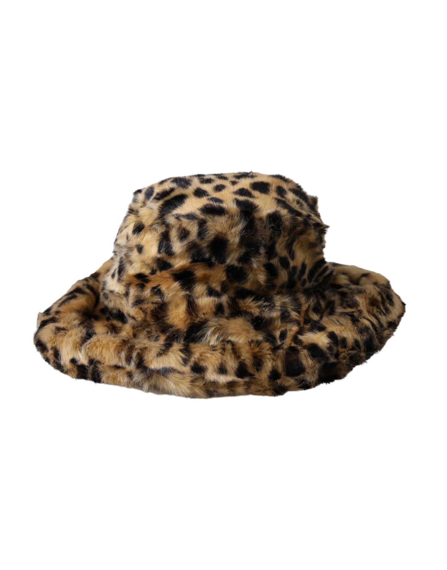 Dolce & Gabbana Brown Leopard Fur Women Bucket Hat