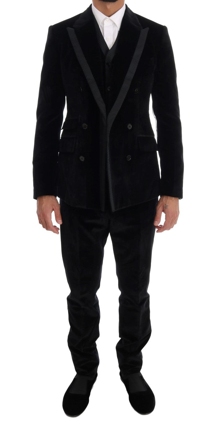 Dolce & Gabbana Elegant Black Slim Fit Three-Piece Suit