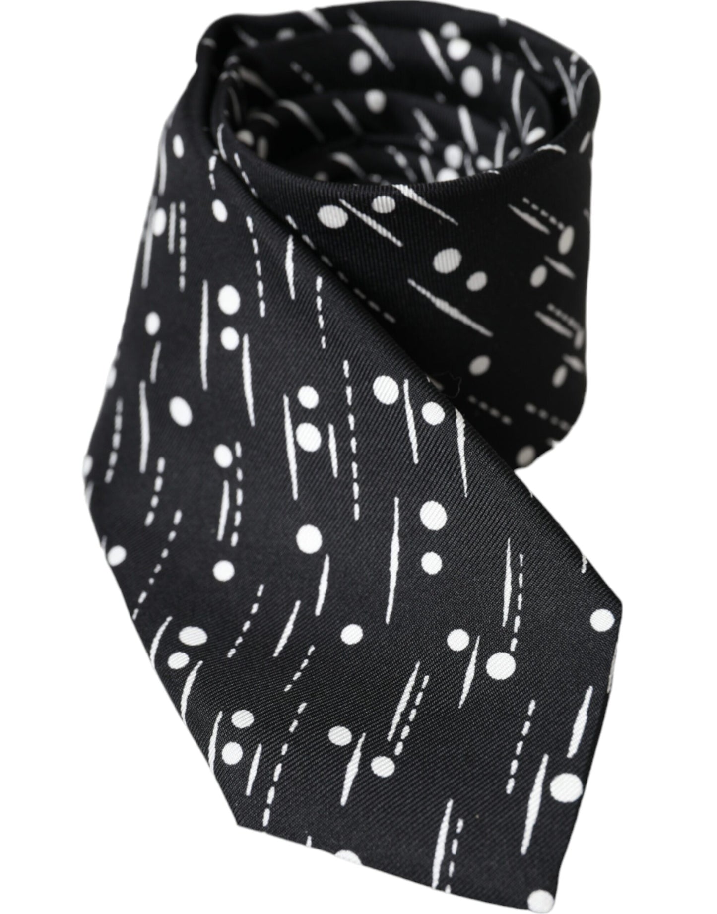 Dolce & Gabbana Black Dotted 100% Silk Adjustable Tie