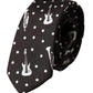 Dolce & Gabbana Black Guitar Print Silk Adjustable Tie