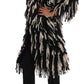 Dolce & Gabbana Black and White Fringed Wool Coat Jacket