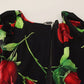 Dolce & Gabbana Black Red Roses Sheath Silk Stretch Dress