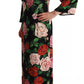 Dolce & Gabbana Black Floral Print Silk Long Maxi Gown Dress