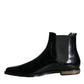 Dolce & Gabbana Black Leather Chelsea Ankle Boots Shoes