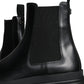 Dolce & Gabbana Black Leather Slip On Stretch Trekking Boots Shoes